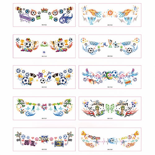 World Cup Soccer & Rugby Temporary Face Tattoo Stickers – 10 Pack