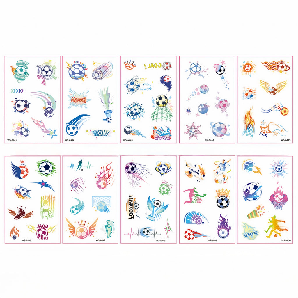 World Cup Soccer & Rugby Temporary Face Tattoo Stickers – 10 Pack